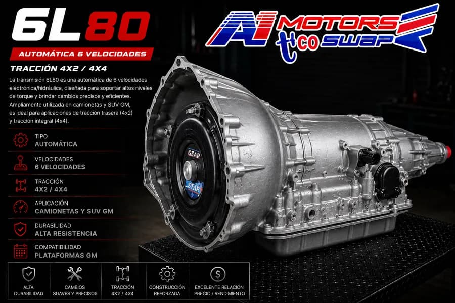 Transmisión automática GM 6L80E de seis velocidades para swap LS performance